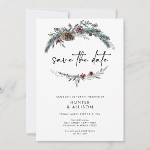 Winter Pine Save the Date Kaart