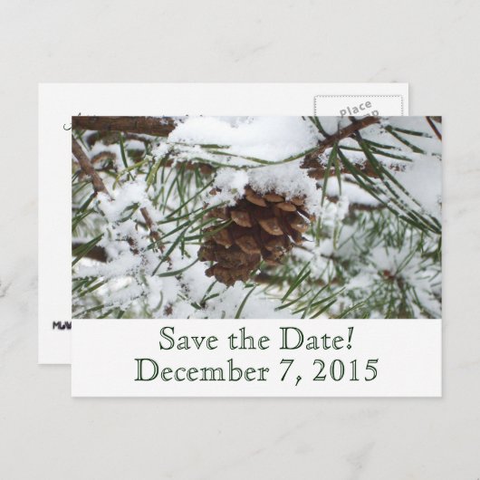 Winter Pine Sparen het Briefkaart van de Datum (Voorkant / Achterkant)