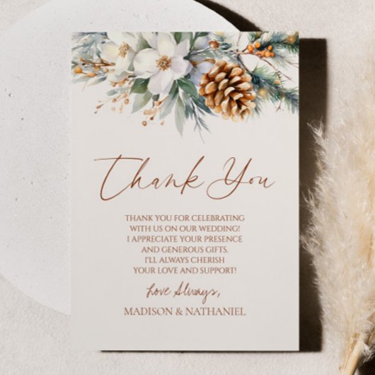 Winter Pine Tree Bloemen Bloemen Bedankkaart