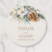 Winter Pine Tree Bloemen Bloementuin Trouwen Bedankjes Labels (Voorkant)