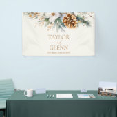 Winter Pine Tree Bloemen Bloementuin Trouwen Spandoek (Beurs)