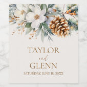 Winter Pine Tree Bloemen Bloementuin Trouwen Wijn Etiket (Enkel label)