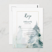 Winter Pine Tree Bruiloft RSVP Briefkaart (Voorkant / Achterkant)