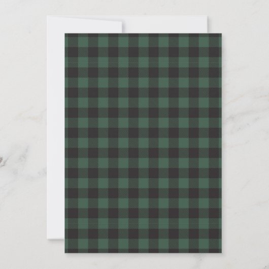Winter Pine Tree en Buffalo Plaid Bruiloft Kaart (Achterkant)