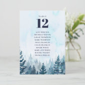 Winter Pine Tree Forest Tafelnummer Zitenkaart (Staand voorkant)