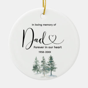 Winter Pine Tree in Loving Memory of Dad Keramisch Ornament