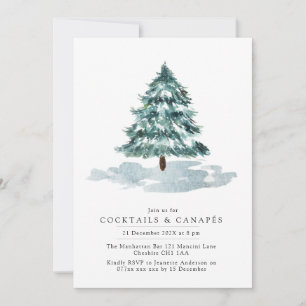 Winter Pine Tree-kerstfeest Cocktail-uitnodiging Kaart