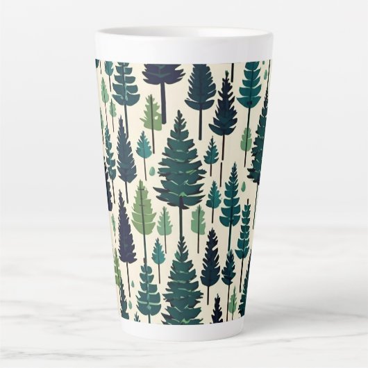 Winter Pine Tree ontwerp Kerstsneeuw #4 Latte Mok (Voorkant)