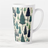 Winter Pine Tree ontwerp Kerstsneeuw #4 Latte Mok (Rechts)
