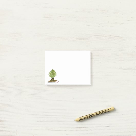 Winter Pine Tree op Sled Post-it® Notes (Op bureau)