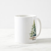 Winter Pine Tree Personalized Christmas Coffee Mug (Devant droit)