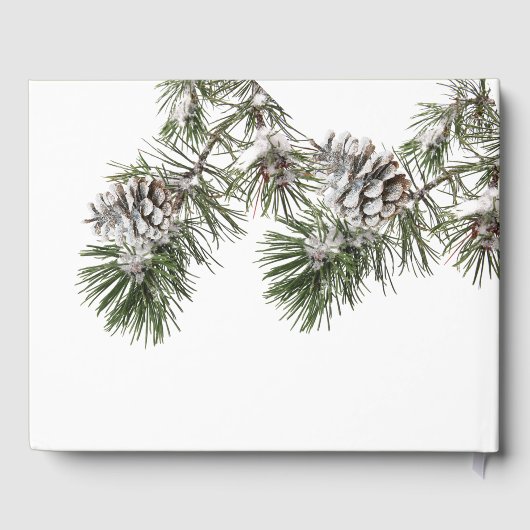 Winter Pine Tree & Pine Cones Weddenschap Gastenboek (Achterkant)