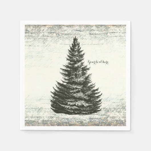  Winter Pine Tree Rustic Wood Country Party Servetten (Voorkant)