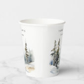 Winter Pine Tree Sneeuwlandschap Waterverf bruilof Papieren Bekers (Rechts)