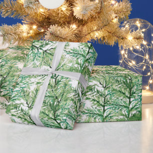 Winter Pine Tree Waterverf met de hand geschilderd Cadeaupapier