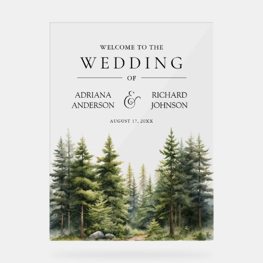 Winter Pine Trees Forest Wedding Welcome (Recto)