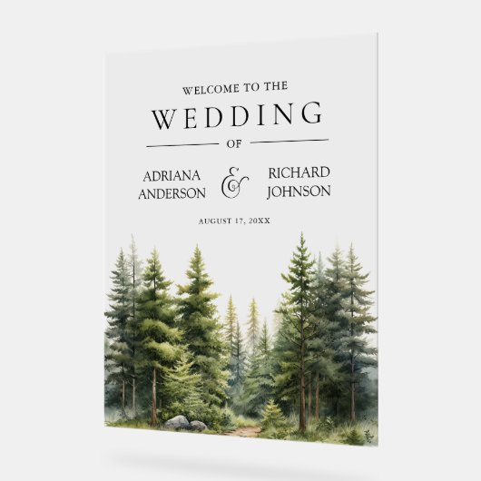 Winter Pine Trees Forest Wedding Welcome (Angle)
