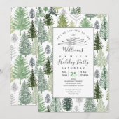 Winter Pine Trees Holiday Party Kaart (Voorkant / Achterkant)