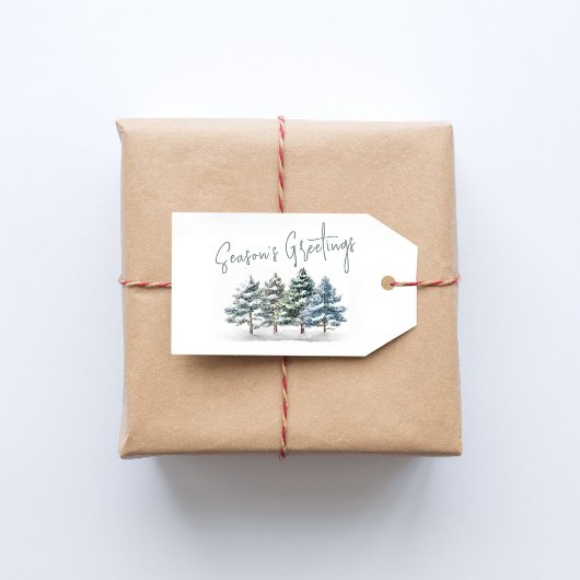 Winter Pine Trees Kerstmis Custom Cadeaulabel