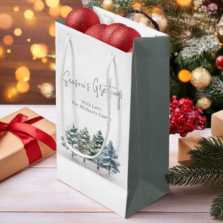Winter Pine Trees Kerstmis gepersonaliseerd Klein Cadeauzakje