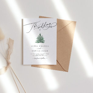 Winter Pine Trees Snow Wedding Kaart
