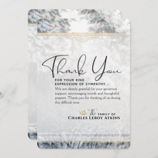 Winter Pine Trees Sympathie Hartelijk dank Kaart (Voorkant / Achterkant)