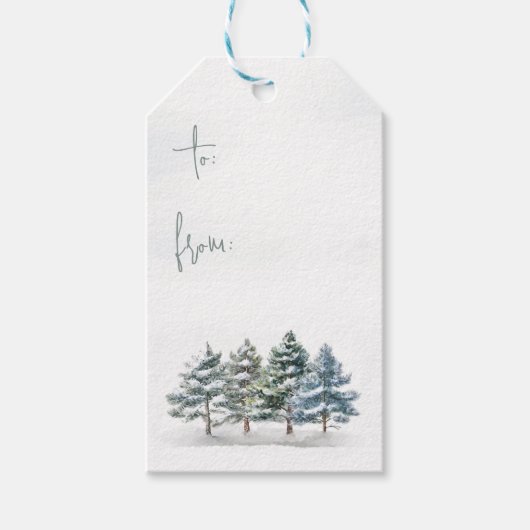 Winter Pine Trees van Kerstmis tot Kerstmis Cadeaulabel (Voorkant)