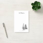 Winter Pine Trees Zwart Wit Elegant Hand-Drawn Post-it® Notes (Kantoor)