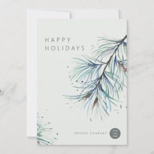 Winter Pine Waterverf Business Holiday Cards Feestdagenkaart