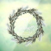 Winter Pine Wreath Prettige feestdagen Raamsticker (Vel 3)