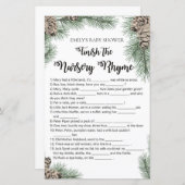 Winter Pinecone Baby shower Game met Antwoord (Voorkant / Achterkant)