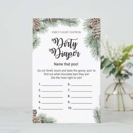 Winter Pinecone Baby shower Game PRINED (Staand voorkant)