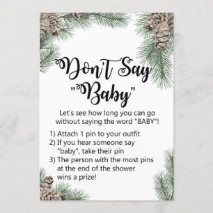 Winter Pinecone Baby shower Sign Size 5x7" Kaart