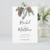 Winter Pinecone Waterverf niet-foto sparen de datu Save The Date (Staand voorkant)