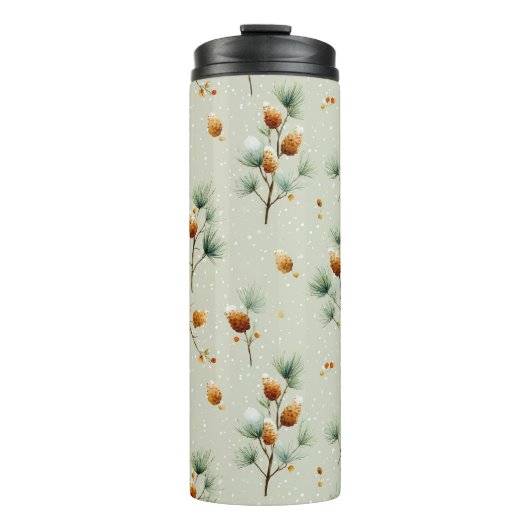 Winter Pinecones and Snowy Branches Thermosbeker (Voorkant)