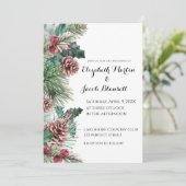 Winter Pinecones, en Holly Wedding Kaart (Staand voorkant)