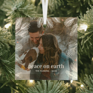 Winter Pines Custom Foto Kerst Ornament