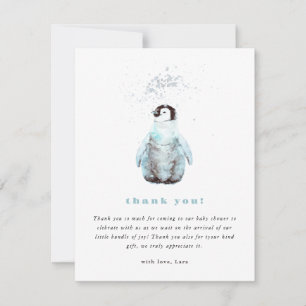 Winter Pinguïn Baby Shower Bedankkaart