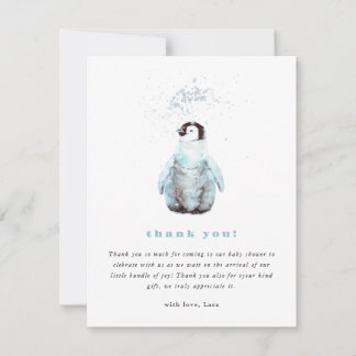 Winter Pinguïn Baby Shower Bedankkaart