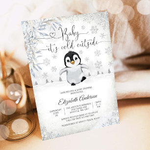 Winter Pinguïn Baby Shower Uitnodiging