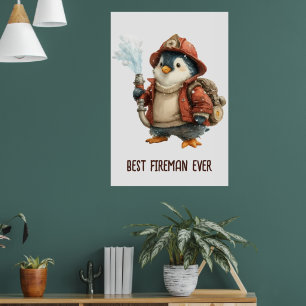 Winter Pinguïn Brandweerman Ping Pong Paddle Poster