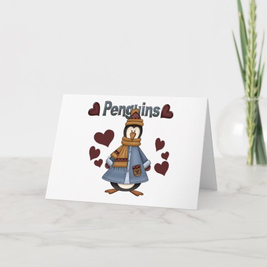 Winter Pinguïn Tshirts en geschenken Feestdagen Kaart (Voorkant)