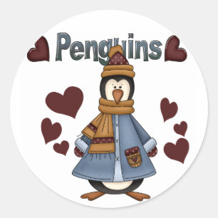 Winter Pinguïn Tshirts en geschenken Ronde Sticker