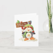 Winter Pinguïn & Vogel Chillen Kerstvakantie Kaart (Voorkant)