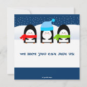 Winter Pinguins Party Invitation Kaart (Achterkant)