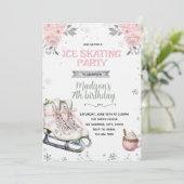Winter Pink and Silver Skating invitation (Debout devant)