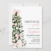 Winter Pink Coquette Bow Invitation Anniversaire (Devant)