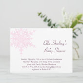 Winter Pink Snowflake Baby shower Uitnodiging (Staand voorkant)