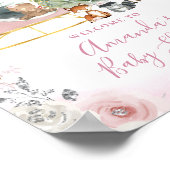 Winter Pink Snowflake Sleigh Baby Shower Welcome Poster (Hoek)