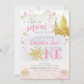 Winter Pink Snowflake Sneeuwvlok Veel plezier met  Kaart (Voorkant)